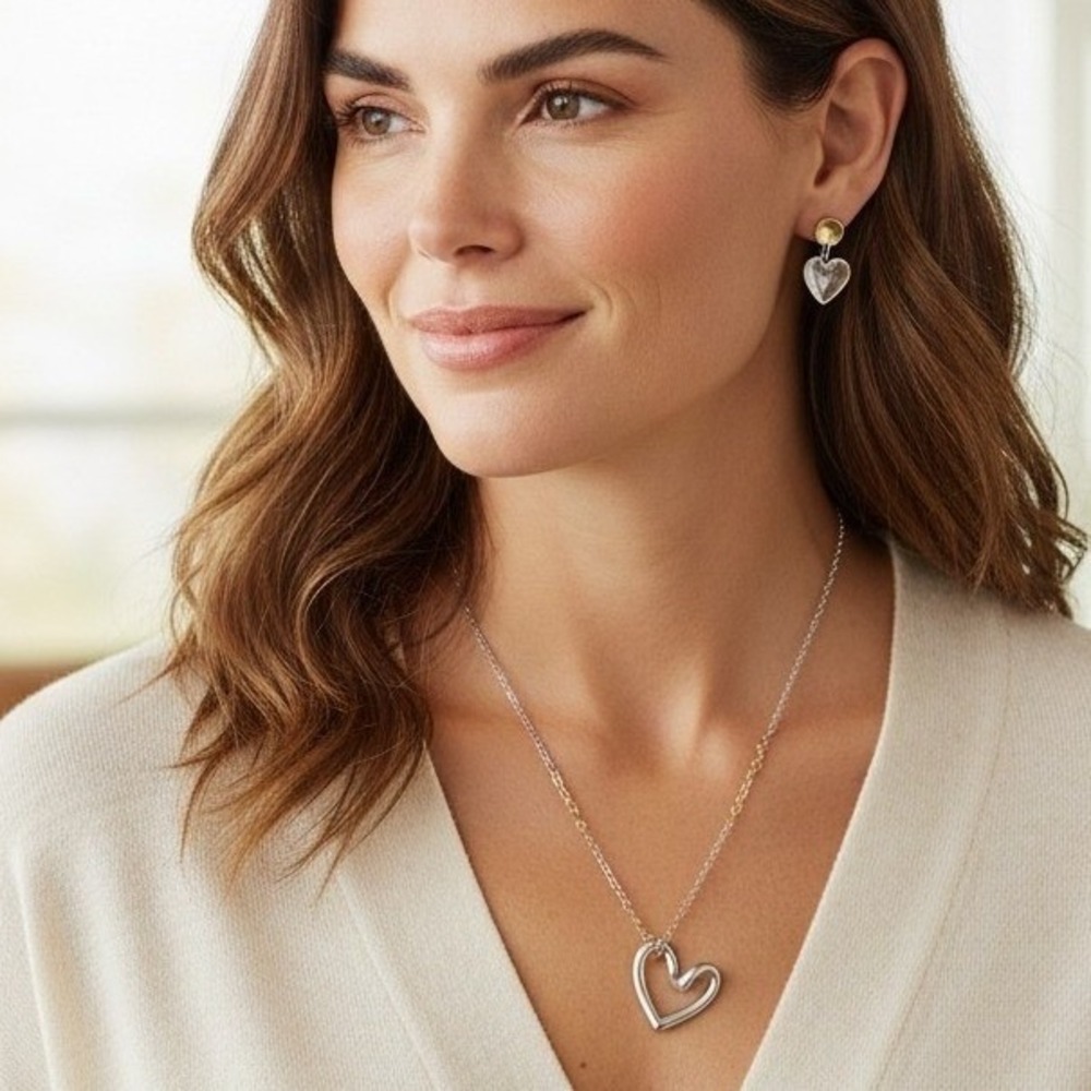 Sculptural Heart Pendant Necklace and Drop Earrings Set‎ by J Jill Minimalist